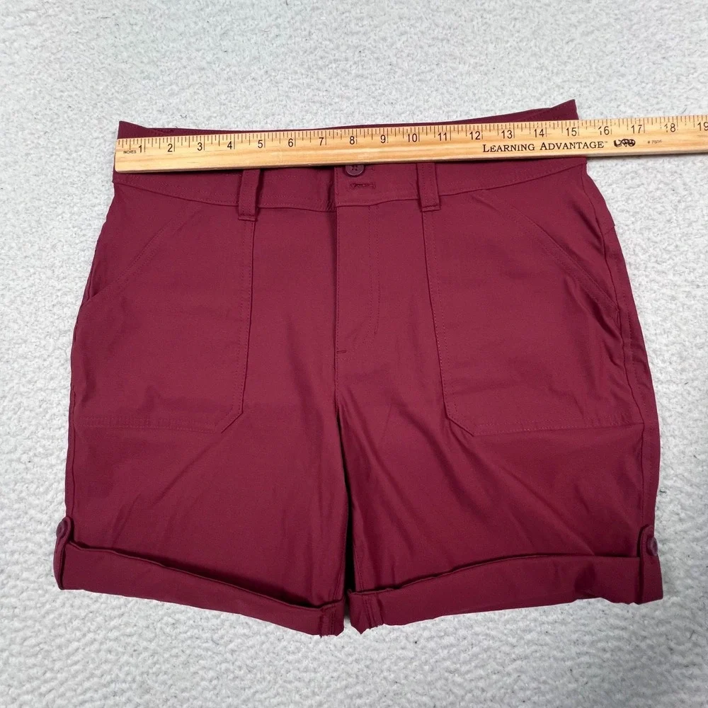 Eddie Bauer Shorts Womens 6‎ Rolled Hem Bermuda Pockets Hiking Outdoor Burgundy